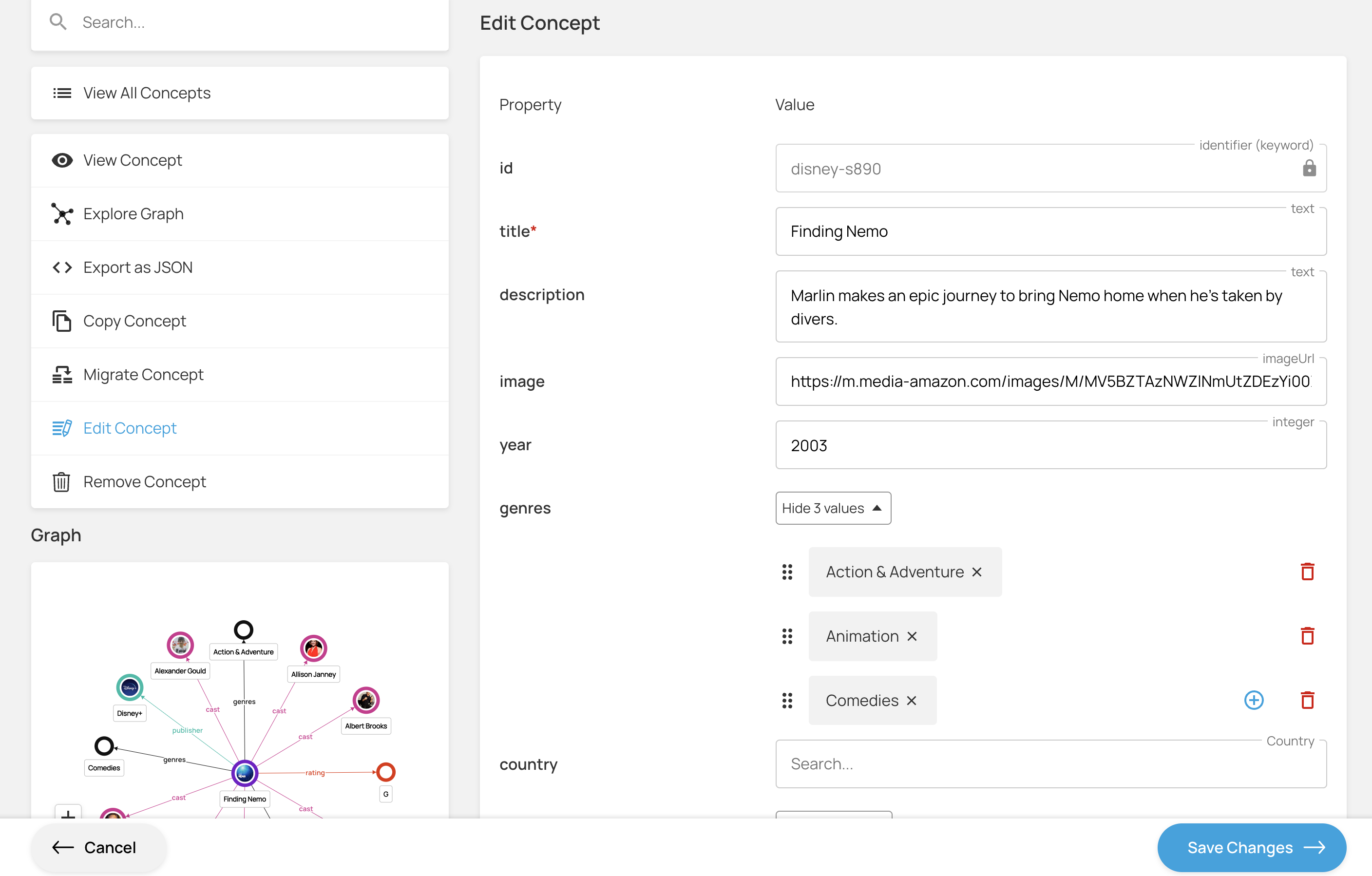 Upload or manually create data for your knowledge graph